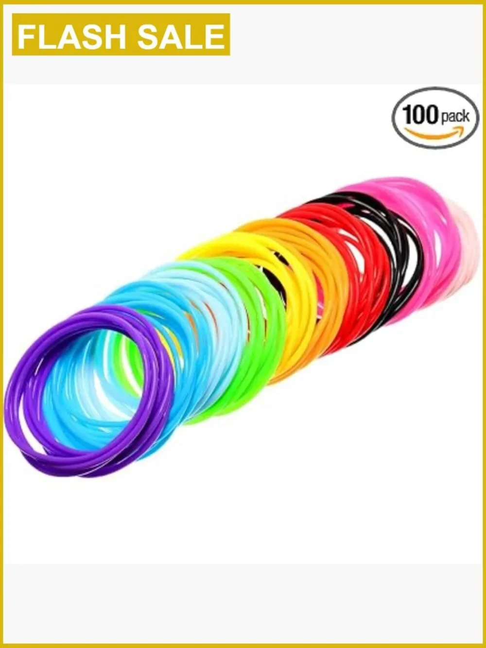100pcs Silicone Jelly Bracelets Hair Ties Multicolor Mixed Style